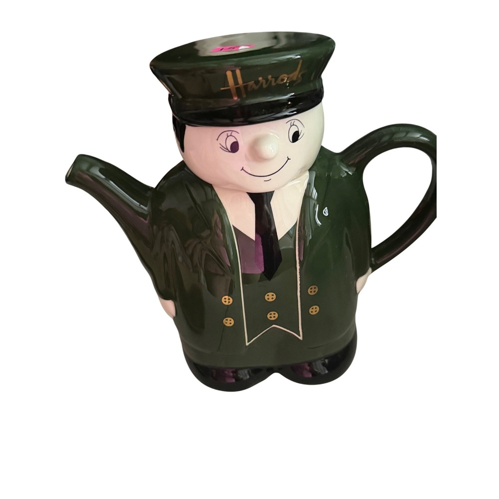 Harrods London Green Doorman Ceramic Teapot Collectible Character Tea Pot